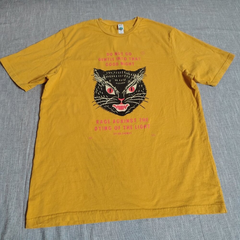 Ravi Zupa Dylan Thomas T-Shirt Size Large Traditional Cat Quote Logo - Picture 4 of 13